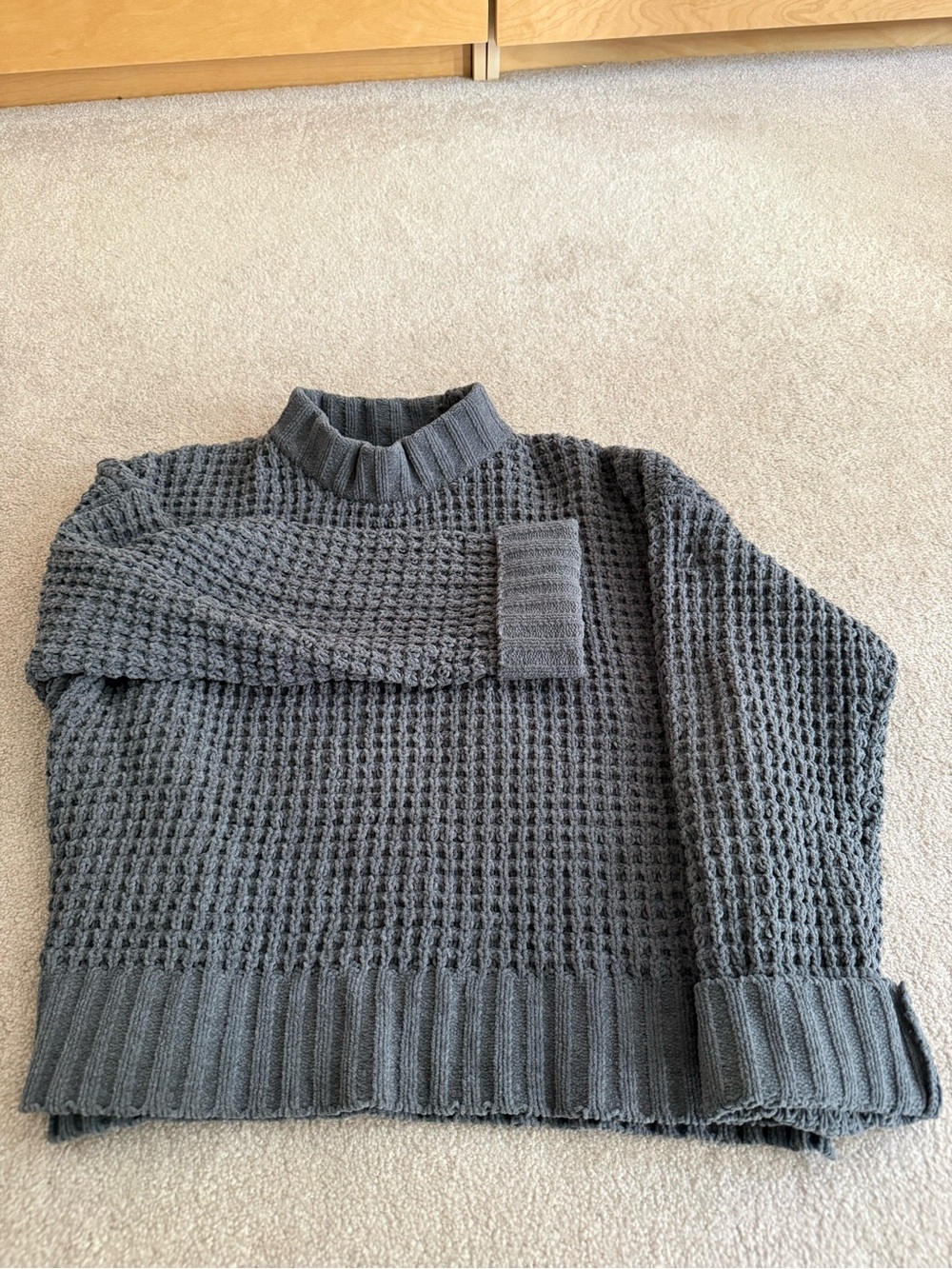 Altar'd State Gray Waffle-Knit Cowl Sweater
